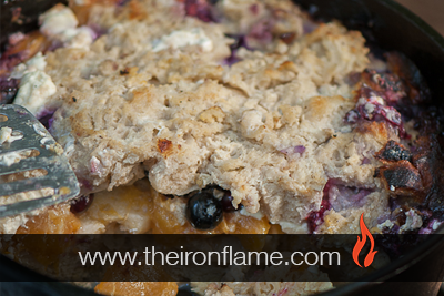 Dutch Oven Blueberry Peach French Toast
